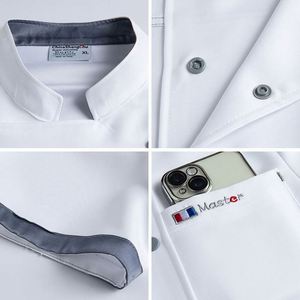 Nueva Llegada, Uniforme de Cocina para Hostelería y Catering al por Mayor, Chaqueta de Chef Negra de Manga Corta y Transpirable para Hombre - Product Image 4
