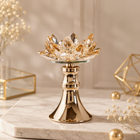 Porte-bougie d'aromathérapie de luxe haut de gamme en cristal en forme de fleur - Semi-fait main, centre de table romantique pour la maison, cadeau de pendaison de crémaillère