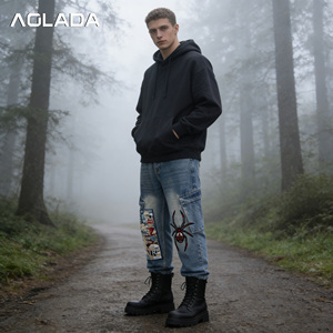 Jeans in Denim Lavato Azzurro per <span class=keywords><strong>Uomo</strong></span>, Vestibilità Comoda, Gamba Dritta, Pantaloni in Denim Morbidi, Traspiranti e Casual - Product Image 3