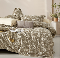 Ensemble de draps de lit en coton Queen King Size en gros imprimé 300TC Housse de couette Literie Plante/Fleur Personnalisé