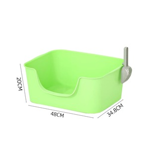 Bac à litière pour chat rectangulaire 48 cm x 34,8 cm x 20 cm semi-fermé avec pelle pour chats - Product Image 4