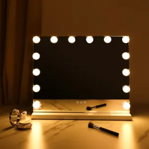 化妆镜制造商定制标志矩形卧室化妆镜带发光二极管灯泡批发顶级销售