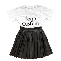 2023 Jupe plissée en cuir pour filles 2 top32 en coton à manches courtes pour enfants couleur 0-16 ans