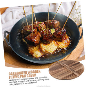 Couvercle de Wok en bois naturel de <span class=keywords><strong>14</strong></span> <span class=keywords><strong>pouces</strong></span> couvercle de casserole anti-brûlure poignée de remplacement cuisine Camping pique-nique ustensiles de cuisine pièces essentielles - Product Image 6