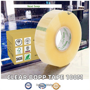 Cinta de Embalaje para Sellado de Cajas de Cartón, Ecológica, de Grado Alimenticio, Acrílica BOPP, con Respaldo de Papel de una Sola Cara, Transparente/Marrón - Product Image 2