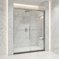 Porte de douche coulissante en verre personnalisable à trois rails, verre renforcé de 8 mm, design moderne, cadre écologique en acier inoxydable