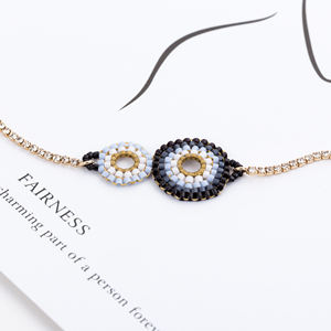 Bracelet porte-bonheur classique pour femme, fait main avec perles MIYUKI, bracelet chaîne tissé à la main, incrustation de diamants - Product Image 5