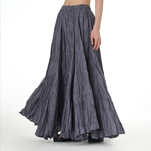 2024 nueva falda suelta de talla grande para mujer, Falda plisada de cintura alta de verano, falda oscilante grande - Product Image 4