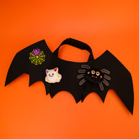 Costume d'Halloween pour animaux de compagnie : Ailes de chauve-souris réglables en feutre, tenue de cosplay avec décorations citrouille, fantôme et araignée pour fêtes costumées