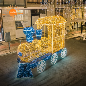 Motivo de tren LED de píxeles RGB, decoración de adornos navideños para pantallas festivas, espectáculo de luces de dibujos animados al aire libre en el centro en stock - Product Image 1