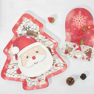 Set of 3 Red Melamine Kids <strong>Christmas</strong> Dessert <strong>Plates</strong> Plato Fiestas Party <strong>Plate</strong> Dish for <strong>Christmas</strong> <strong>Eve</strong> Treats - Product Image 3