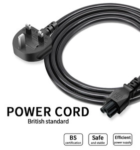 Asta สายไฟสำหรับแล็ปท็อปของแท้ติดใบโคลเวอร์สีดำ13A 3ขา IEC C5 BS สายดอกไม้ Cloverleaf อุปกรณ์ปั้นปลั๊ก BSI UK - Product Image 3