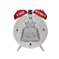 Hip Hop Full Iced Out Cubic Zircon Diamante Chapado en oro 925 Plata Rojo Despertador Dinero Colgantes para hombres