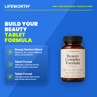 LIFEWORTH Beauty MSM Complex Tablets avec Vitamine C, Zinc et Cuivre pour la santé de la peau, des cheveux et des ongles