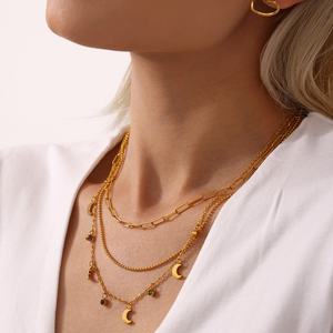 Collar de Moda con Múltiples Dijes, Chapado en Oro Real de 18K, Acero Inoxidable, Resistente al Deslustre, para Mujeres y Niñas - Product Image 2