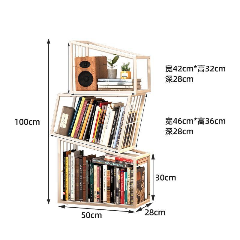 Three-tiered, slender, grass-white bookshelf