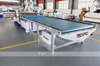 Gran descuento, carga y descarga automática, enrutador CNC de anidación de madera, máquina para fabricar gabinetes de muebles con cabezal de hoja de sierra
