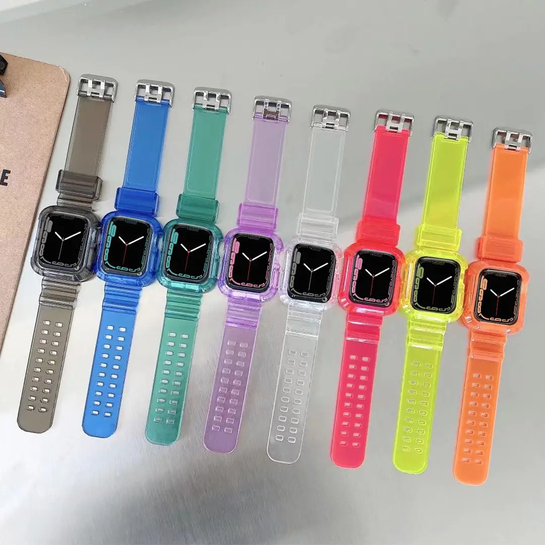 Glacier TPU Clear Sports Watch Band Strap For Apple Watch Series 6 7 8 Ultra 38mm 40mm 41mm 42mm 45mm 49mm