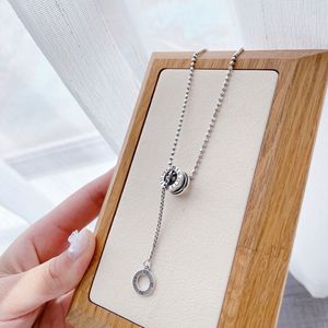 S925 Sterling <b>Silver</b> Tassel <b>Choker</b> Necklace 405cm Chain Length Gift For Couple Fashion Jewelry - Product Image 3
