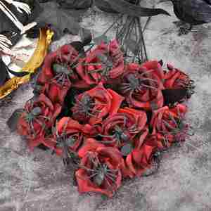 Macabre plastique araignée Rose Bouquets colonne vertébrale Halloween Table décor Faux Style Floral Halloween fête effrayant atmosphère fleur - Product Image 1