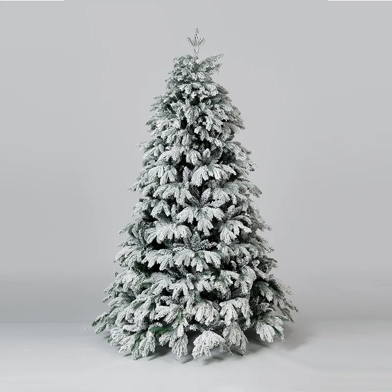 China Promotie Winter Gevoel Ontwerp 210Cm Sneeuw Effect Stroomden Kerstboom Voor Xmas Party Decoratie