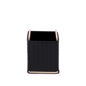 กล่องเก็บเครื่องสำอางสไตล์นอร์ดิกเรโทร ทำจากหนังและโลหะ สีขาว พร้อมที่เก็บของแบบสาน สำหรับโต๊ะเครื่องแป้ง สำนักงาน และห้องนั่งเล่น - Product Image 5