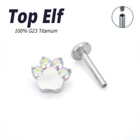 G23 ASTM F136 Titane Griffe de chat mignon Zircon Pierre de protéine Ongles d'oreille Ongles de nez Ongles de lèvre Bijoux de piercing corporel