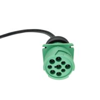 Kabel adaptor OBD2 ke j1943, kabel adaptor tipe hijau 2 untuk truk kerja berat dan kendaraan komersial dengan konektor diagnostik OBD II