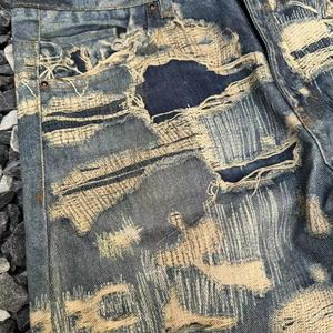 Pantalones Vaqueros de Pierna Recta, Anchos, Holgados, Ligeramente Acampanados, Lavados, Desgastados, con Estampado Digital de Alta Calidad, Fabricante Personalizado - Product Image 3