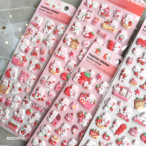 Adesivi gonfi personalizzati Adesivi 3d adesivo rosa fragola <span class=keywords><strong>coniglietto</strong></span> Mini creatore di Album di foto mobili articoli promozionali a buon mercato - Product Image 3