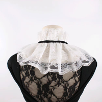 Collier de robe détachable en dentelle rouge avec broderie florale, à nouer devant, pour la décoration de robes