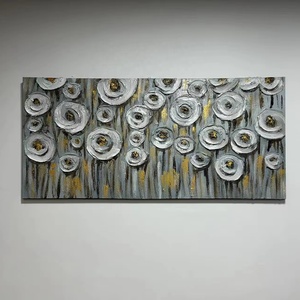 Grande taille 120*40 cm abstrait pissenlit <span class=keywords><strong>paysage</strong></span> et or noir flotteur cadre décoration murale peintures <span class=keywords><strong>à</strong></span> la main - Product Image 1