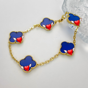 Pulsera <span class=keywords><strong>de</strong></span> <span class=keywords><strong>Cadena</strong></span> Chapada en Oro <span class=keywords><strong>de</strong></span> 18K y Plata <span class=keywords><strong>de</strong></span> Ley 925 con Flor <span class=keywords><strong>de</strong></span> Trébol <span class=keywords><strong>de</strong></span> Cuatro Hojas <span class=keywords><strong>de</strong></span> Madreperla, Pulsera Romántica para Mujer, Regalo - Product Image 4