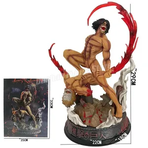 Estatueta de brinquedo de 29 cm para ataque a estátua gigante Eren Jaeger, modelo colecionável Shingeki no kyojin, forma de combate em PVC, figura de anime de mangá