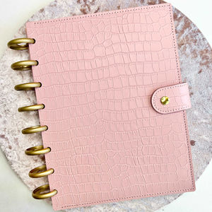 Planificateur mensuel non daté à reliure à disque avec couverture en PU vegan personnalisée, carnet rechargeable avec suivi des habitudes, journal de productivité - Product Image 3