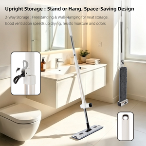 Têtes <span class=keywords><strong>de</strong></span> balai serpillère plates à microfibres rotatives à 360° certifiées ISO <span class=keywords><strong>pour</strong></span> sols carrelés, support mural <span class=keywords><strong>pour</strong></span> balai, serpillères à essorage rapide <span class=keywords><strong>pour</strong></span> le nettoyage des sols - Product Image 2