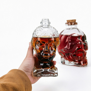 Bouteille de whisky, spiritueux, liqueur ou vin transparente réutilisable de 700 ml avec bouchon, design tête de Bouddha personnalisé - Product Image 5