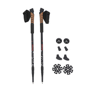 Bâtons de randonnée Cleya en alliage d'aluminium, 3 sections, légers, avec poignée en liège et embouts pour la neige, pour la marche en plein air - Product Image 2