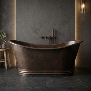 Baignoire ovale autoportante en cuivre, artisanale, finition classique antique, durable, écologique, pliable pour adultes, maison, hôtel, salle de bain - Product Image 1
