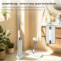 Mopa Plana Húmeda con Sistema de Retorno Automático y Sin Necesidad de Lavado Manual, para Limpieza del Hogar y Comercial, para Limpieza de Suelos
