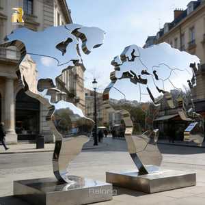 大型カスタムモダンデザインステンレス鋼世界地図彫刻、屋外装飾用都市センターピース - Product Image 4