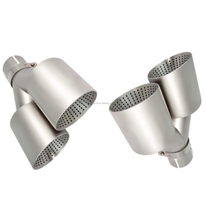 Punta de Silenciador Doble de Acero Inoxidable 304 de 1.5 mm <span class=keywords><strong>para</strong></span> Sistema de <span class=keywords><strong>Escape</strong></span> <span class=keywords><strong>Akrapovic</strong></span>, Personalizada de Alta Calidad, Acabado Esmerilado de 2.5 Pulgadas - Product Image 6