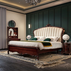 <span class=keywords><strong>Lit</strong></span> Alexander en <span class=keywords><strong>bois</strong></span> de noyau de fleur de pêcher jaune Double reine rétro lumière luxe cuir écologique <span class=keywords><strong>lit</strong></span> en <span class=keywords><strong>bois</strong></span> massif chambre principale - Product Image 4