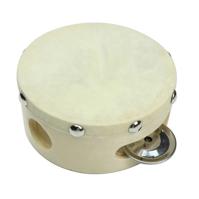 Mini Leder Tamburine Kinder Geschenk Schaffell Jingle Bell Percussion Handtrommel Tamburin Musical Holz Percussion Instrument