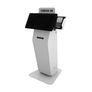 32'' 自助触摸屏检查支付亭，带有热敏打印机和二维码扫描仪，用于机场，酒店