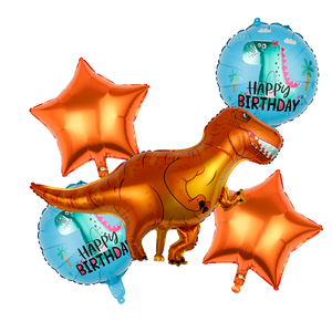 5PCS dinosaur balloon sets happy birthday aluminum plated balloon Dinosaur Birthday theme aluminum foil balloon scene decoration