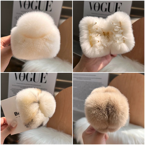 Mode mignon luxe Vintage Style lapin <span class=keywords><strong>fourrure</strong></span> pinces à cheveux tissu délicat en peluche jolie fille accessoire pour femmes en peluche pince à cheveux - Product Image 1