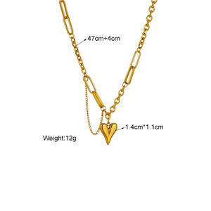 European American Style Gold Heart Pendant Necklace Stainless Steel Clavicle Chain Minimalist Light Luxury Jewelry - Product Image 4