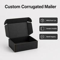 Boîte d'expédition pliable en carton ondulé noir C5 personnalisée, étanche, avec fermeture à languette, pour vente en gros, approvisionnement direct en vrac, vente au détail, gaufrage