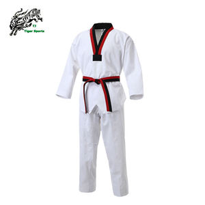 Uniformes de Taekwondo Unisex al por Mayor con Cuello en V, Personalizables, Duraderos, Transpirables, de 180g, de Algodón y Poliéster, para Artes Marciales, Karate, Adultos, OEM - Product Image 1